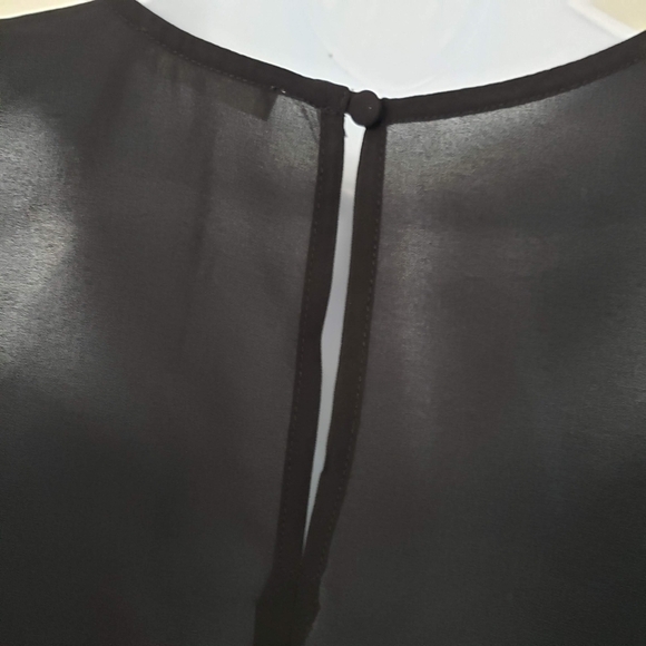 Lush XS Black Chiffon Tank Top Sleeveless Blouse Western Embroidery Keyhole - Picture 2 of 8